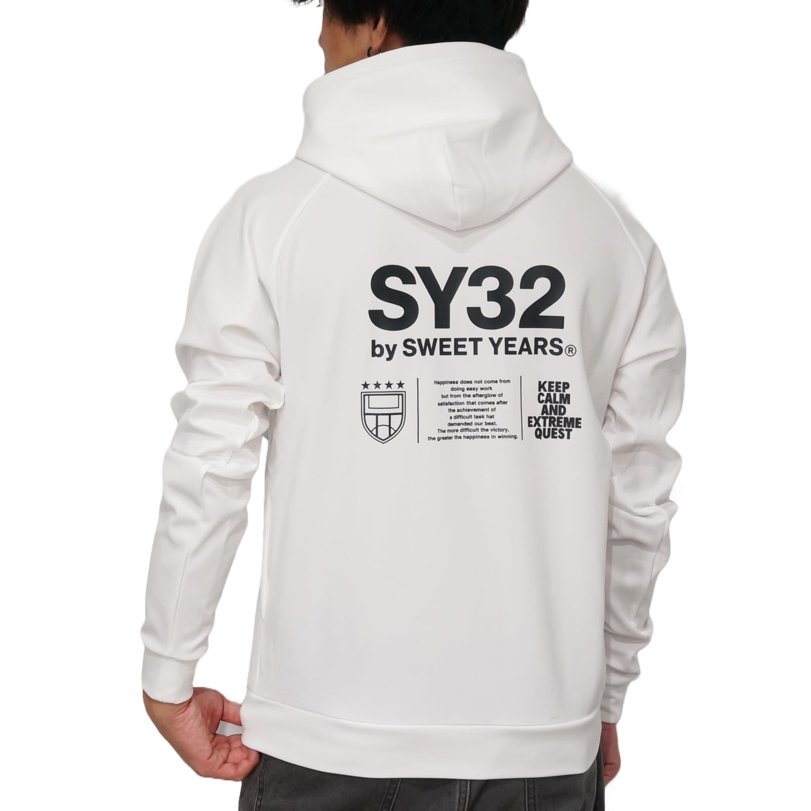 Amazon.co.jp: SY32 マルチロゴ プリント ジップパーカー メンズ